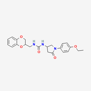 molecular formula C22H25N3O5 B2915789 1-((2,3-Dihydrobenzo[b][1,4]dioxin-2-yl)methyl)-3-(1-(4-ethoxyphenyl)-5-oxopyrrolidin-3-yl)urea CAS No. 894020-50-9