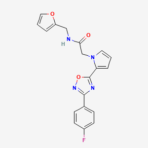 molecular formula C19H15FN4O3 B2915799 2-(2-(3-(4-fluorophenyl)-1,2,4-oxadiazol-5-yl)-1H-pyrrol-1-yl)-N-(furan-2-ylmethyl)acetamide CAS No. 1261010-10-9
