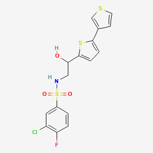 molecular formula C16H13ClFNO3S3 B2915825 N-(2-([2,3'-bithiophen]-5-yl)-2-hydroxyethyl)-3-chloro-4-fluorobenzenesulfonamide CAS No. 2210141-88-9