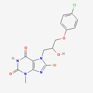 molecular formula C15H14BrClN4O4 B2915828 8-bromo-7-(3-(4-chlorophenoxy)-2-hydroxypropyl)-3-methyl-1H-purine-2,6(3H,7H)-dione CAS No. 331675-11-7