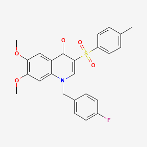 molecular formula C25H22FNO5S B2915830 1-(4-氟苄基)-6,7-二甲氧基-3-甲苯磺酰基喹啉-4(1H)-酮 CAS No. 866845-83-2