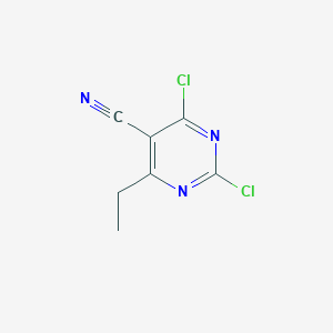 molecular formula C7H5Cl2N3 B2915833 2,4-Dichloro-6-ethylpyrimidine-5-carbonitrile CAS No. 78494-45-8