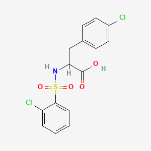 molecular formula C15H13Cl2NO4S B2915846 3-(4-氯苯基)-2-{[(2-氯苯基)磺酰基]氨基}丙酸 CAS No. 1214003-69-6
