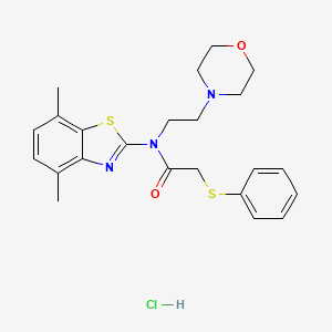 molecular formula C23H28ClN3O2S2 B2915847 盐酸N-(4,7-二甲基苯并[d]噻唑-2-基)-N-(2-吗啉乙基)-2-(苯硫基)乙酰胺 CAS No. 1216634-09-1