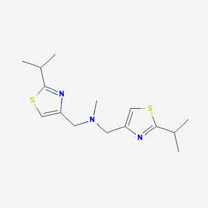 molecular formula C15H23N3S2 B2915848 N-Methyl-1-(2-propan-2-yl-1,3-thiazol-4-yl)-N-[(2-propan-2-yl-1,3-thiazol-4-yl)methyl]methanamine CAS No. 2470440-54-9
