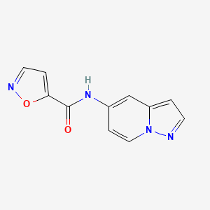 molecular formula C11H8N4O2 B2915849 N-(pyrazolo[1,5-a]pyridin-5-yl)isoxazole-5-carboxamide CAS No. 2034238-27-0