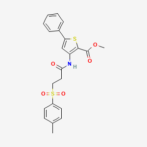 molecular formula C22H21NO5S2 B2915853 5-苯基-3-(3-甲苯磺酰基丙酰胺基)噻吩-2-羧酸甲酯 CAS No. 895447-37-7