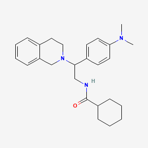 molecular formula C26H35N3O B2915857 N-(2-(3,4-dihydroisoquinolin-2(1H)-yl)-2-(4-(dimethylamino)phenyl)ethyl)cyclohexanecarboxamide CAS No. 946365-93-1