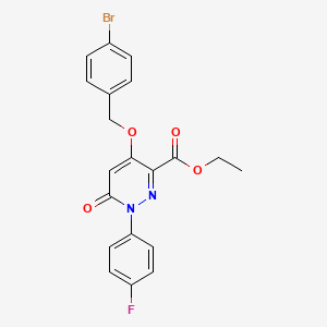 molecular formula C20H16BrFN2O4 B2915858 Ethyl 4-((4-bromobenzyl)oxy)-1-(4-fluorophenyl)-6-oxo-1,6-dihydropyridazine-3-carboxylate CAS No. 899943-43-2