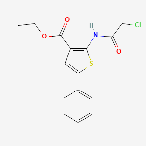 molecular formula C15H14ClNO3S B2915863 Ethyl 2-[(chloroacetyl)amino]-5-phenylthiophene-3-carboxylate CAS No. 379256-79-8