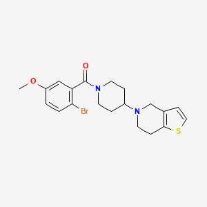 molecular formula C20H23BrN2O2S B2915868 (2-溴-5-甲氧基苯基)(4-(6,7-二氢噻吩并[3,2-c]吡啶-5(4H)-基)哌啶-1-基)甲酮 CAS No. 2034361-58-3