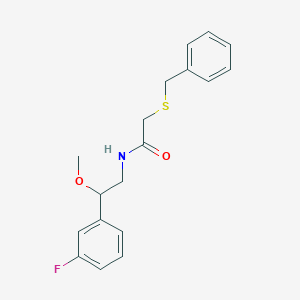 molecular formula C18H20FNO2S B2915870 2-(benzylthio)-N-(2-(3-fluorophenyl)-2-methoxyethyl)acetamide CAS No. 1797024-05-5
