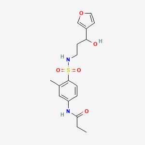 molecular formula C17H22N2O5S B2915878 N-(4-(N-(3-(furan-3-yl)-3-hydroxypropyl)sulfamoyl)-3-methylphenyl)propionamide CAS No. 1448128-91-3