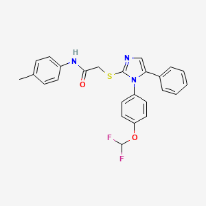 molecular formula C25H21F2N3O2S B2915886 2-((1-(4-(二氟甲氧基)苯基)-5-苯基-1H-咪唑-2-基)硫代)-N-(对甲苯基)乙酰胺 CAS No. 1226428-42-7