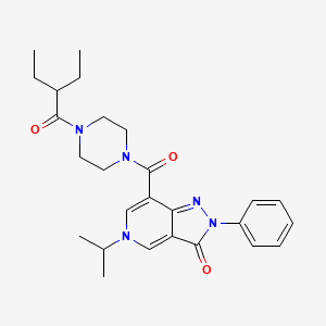 molecular formula C26H33N5O3 B2915888 7-(4-(2-ethylbutanoyl)piperazine-1-carbonyl)-5-isopropyl-2-phenyl-2H-pyrazolo[4,3-c]pyridin-3(5H)-one CAS No. 1040647-05-9