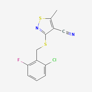 molecular formula C12H8ClFN2S2 B2915901 3-[(2-氯-6-氟苄基)硫anyl]-5-甲基-4-异噻唑碳腈 CAS No. 338778-61-3