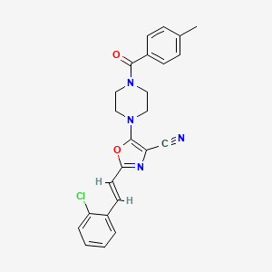 molecular formula C24H21ClN4O2 B2915902 (E)-2-(2-chlorostyryl)-5-(4-(4-methylbenzoyl)piperazin-1-yl)oxazole-4-carbonitrile CAS No. 941008-34-0