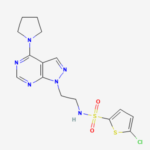molecular formula C15H17ClN6O2S2 B2915914 5-chloro-N-(2-(4-(pyrrolidin-1-yl)-1H-pyrazolo[3,4-d]pyrimidin-1-yl)ethyl)thiophene-2-sulfonamide CAS No. 1171075-28-7