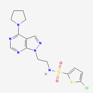 molecular formula C15H17ClN6O2S2 B2915914 5-氯-N-(2-(4-(吡咯烷-1-基)-1H-吡唑并[3,4-d]嘧啶-1-基)乙基)噻吩-2-磺酰胺 CAS No. 1171075-28-7