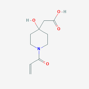 molecular formula C10H15NO4 B2915916 2-(4-Hydroxy-1-prop-2-enoylpiperidin-4-yl)acetic acid CAS No. 2567498-37-5