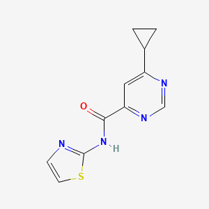 molecular formula C11H10N4OS B2915917 6-Cyclopropyl-N-(1,3-thiazol-2-yl)pyrimidine-4-carboxamide CAS No. 2380101-23-3