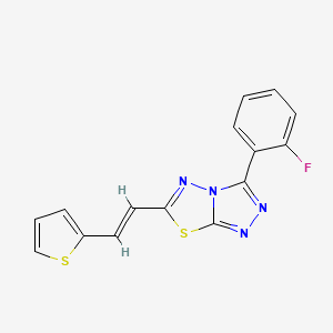 molecular formula C15H9FN4S2 B2915925 (E)-3-(2-fluorophenyl)-6-(2-(thiophen-2-yl)vinyl)-[1,2,4]triazolo[3,4-b][1,3,4]thiadiazole CAS No. 874464-00-3