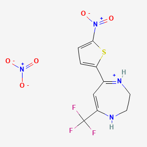 molecular formula C10H9F3N4O5S B2915927 5-(5-硝基噻吩-2-基)-7-(三氟甲基)-2,3-二氢-1H-1,4-二氮杂环-4-硝酸盐 CAS No. 240122-27-4