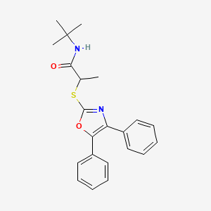 molecular formula C22H24N2O2S B2915937 N-(叔丁基)-2-((4,5-二苯基恶唑-2-基)硫代)丙酰胺 CAS No. 1385506-57-9