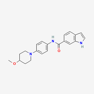 molecular formula C21H23N3O2 B2915938 N-(4-(4-methoxypiperidin-1-yl)phenyl)-1H-indole-6-carboxamide CAS No. 1797701-19-9
