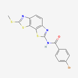 molecular formula C16H10BrN3OS3 B2915944 4-bromo-N-(2-methylsulfanyl-[1,3]thiazolo[4,5-g][1,3]benzothiazol-7-yl)benzamide CAS No. 477503-34-7