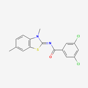 molecular formula C16H12Cl2N2OS B2915948 (E)-3,5-dichloro-N-(3,6-dimethylbenzo[d]thiazol-2(3H)-ylidene)benzamide CAS No. 391229-81-5