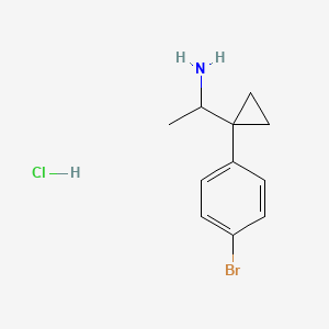 molecular formula C11H15BrClN B2915949 1-[1-(4-Bromophenyl)cyclopropyl]ethan-1-amine hydrochloride CAS No. 1417636-05-5