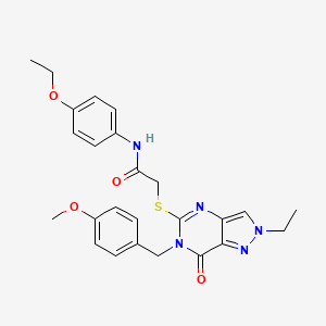 molecular formula C25H27N5O4S B2915953 N-(4-乙氧基苯基)-2-((2-乙基-6-(4-甲氧基苄基)-7-氧代-6,7-二氢-2H-吡唑并[4,3-d]嘧啶-5-基)硫代)乙酰胺 CAS No. 932284-68-9