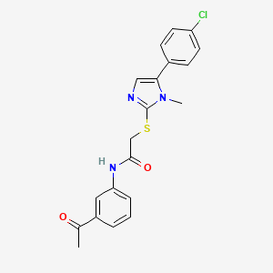 molecular formula C20H18ClN3O2S B2915956 N-(3-acetylphenyl)-2-((5-(4-chlorophenyl)-1-methyl-1H-imidazol-2-yl)thio)acetamide CAS No. 932321-39-6