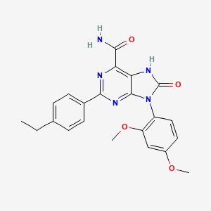 molecular formula C22H21N5O4 B2915962 9-(2,4-二甲氧基苯基)-2-(4-乙基苯基)-8-氧代-8,9-二氢-7H-嘌呤-6-甲酰胺 CAS No. 898447-07-9