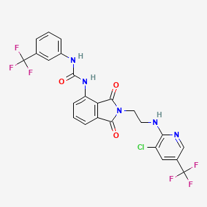 molecular formula C24H16ClF6N5O3 B2915972 N-[2-(2-{[3-chloro-5-(trifluoromethyl)-2-pyridinyl]amino}ethyl)-1,3-dioxo-2,3-dihydro-1H-isoindol-4-yl]-N'-[3-(trifluoromethyl)phenyl]urea CAS No. 339101-74-5