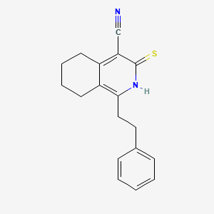 molecular formula C18H18N2S B2915978 1-(2-Phenylethyl)-3-sulfanyl-5,6,7,8-tetrahydroisoquinoline-4-carbonitrile CAS No. 385787-60-0