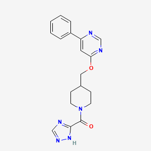 molecular formula C19H20N6O2 B2915988 [4-[(6-Phenylpyrimidin-4-yl)oxymethyl]piperidin-1-yl]-(1H-1,2,4-triazol-5-yl)methanone CAS No. 2379987-96-7