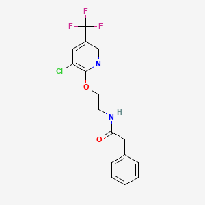 molecular formula C16H14ClF3N2O2 B2915996 N-(2-{[3-chloro-5-(trifluoromethyl)-2-pyridinyl]oxy}ethyl)-2-phenylacetamide CAS No. 339029-17-3