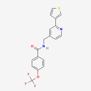 molecular formula C18H13F3N2O2S B2916004 N-((2-(噻吩-3-基)吡啶-4-基)甲基)-4-(三氟甲氧基)苯甲酰胺 CAS No. 2034581-16-1