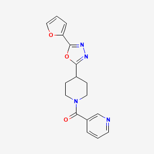 molecular formula C17H16N4O3 B2916019 (4-(5-(Furan-2-yl)-1,3,4-oxadiazol-2-yl)piperidin-1-yl)(pyridin-3-yl)methanone CAS No. 1210298-45-5