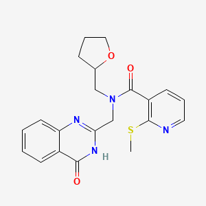 molecular formula C21H22N4O3S B2916022 2-(methylsulfanyl)-N-[(4-oxo-3,4-dihydroquinazolin-2-yl)methyl]-N-[(oxolan-2-yl)methyl]pyridine-3-carboxamide CAS No. 873213-51-5