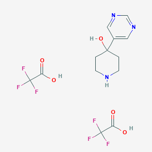 molecular formula C13H15F6N3O5 B2916034 4-Pyrimidin-5-ylpiperidin-4-ol;2,2,2-trifluoroacetic acid CAS No. 2416231-16-6