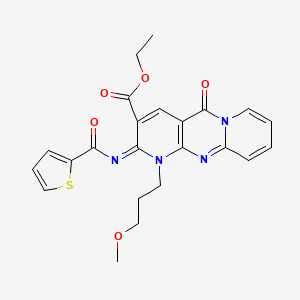 molecular formula C23H22N4O5S B2916047 (Z)-ethyl 1-(3-methoxypropyl)-5-oxo-2-((thiophene-2-carbonyl)imino)-2,5-dihydro-1H-dipyrido[1,2-a:2',3'-d]pyrimidine-3-carboxylate CAS No. 443097-06-1