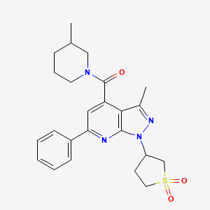 molecular formula C24H28N4O3S B2916054 (1-(1,1-dioxidotetrahydrothiophen-3-yl)-3-methyl-6-phenyl-1H-pyrazolo[3,4-b]pyridin-4-yl)(3-methylpiperidin-1-yl)methanone CAS No. 1021054-89-6