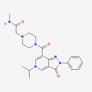 molecular formula C23H28N6O3 B2916065 2-(4-(5-isopropyl-3-oxo-2-phenyl-3,5-dihydro-2H-pyrazolo[4,3-c]pyridine-7-carbonyl)piperazin-1-yl)-N-methylacetamide CAS No. 1105231-99-9