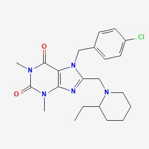 7-[(4-Chlorophenyl)methyl]-8-[(2-ethylpiperidin-1-yl)methyl]-1,3-dimethylpurine-2,6-dione