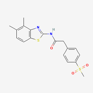 molecular formula C18H18N2O3S2 B2916070 N-(4,5-二甲基苯并[d]噻唑-2-基)-2-(4-(甲磺酰基)苯基)乙酰胺 CAS No. 941883-70-1