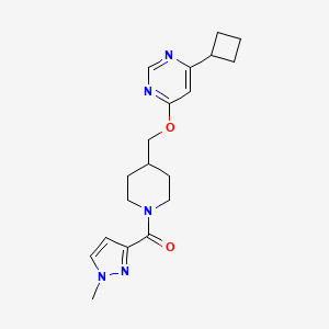 molecular formula C19H25N5O2 B2916073 [4-[(6-Cyclobutylpyrimidin-4-yl)oxymethyl]piperidin-1-yl]-(1-methylpyrazol-3-yl)methanone CAS No. 2380040-59-3
