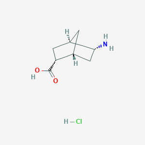 molecular formula C8H14ClNO2 B2916076 （1R，2R，4R，5R）-5-氨基双环[2.2.1]庚烷-2-羧酸；盐酸盐 CAS No. 2247107-40-8